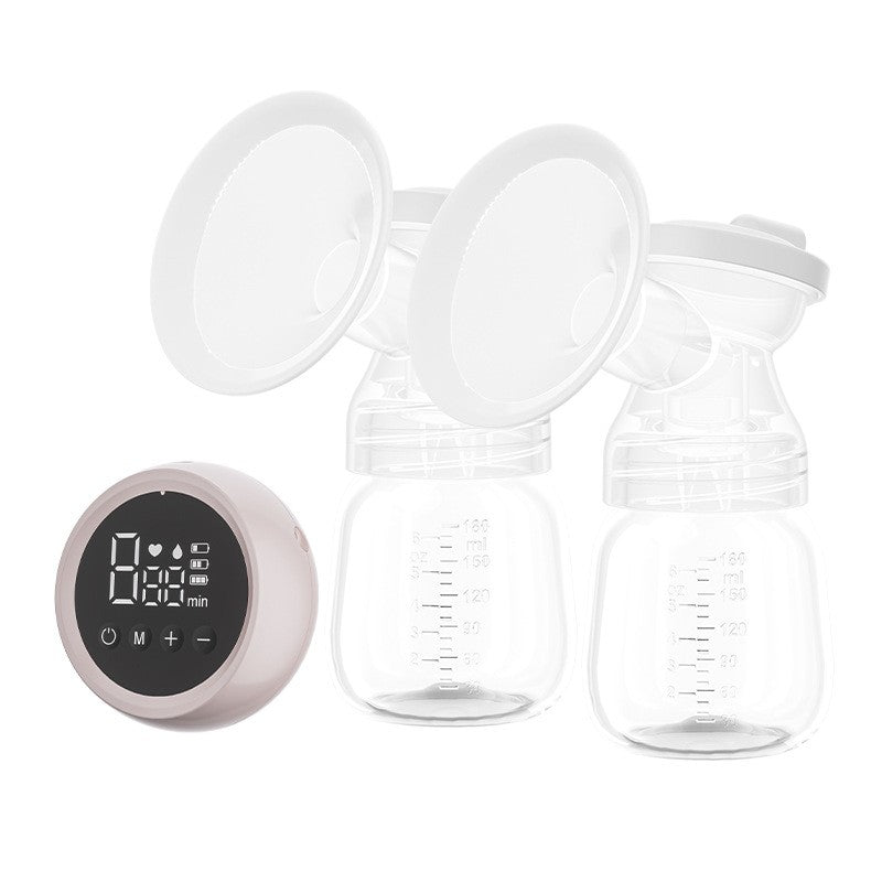 Pompa de San Electrica 2 in 1, Flippy, cu 2 Biberoane, Capacitate 180 ml, Incarcare USB Tip C, 1200 mAh, 2 Moduri, 9 Viteze, Roz Transparent