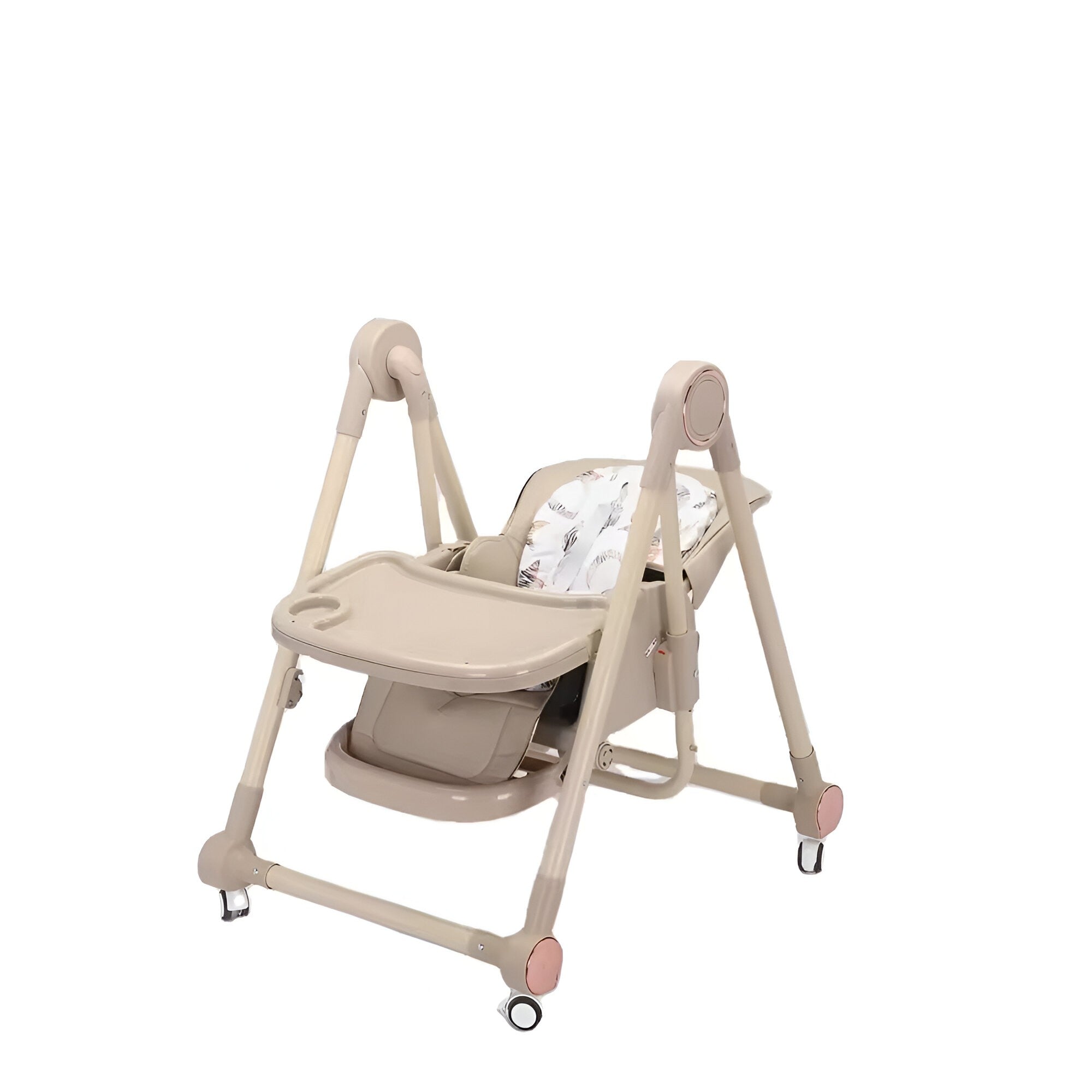 Scaun de Masa, bej, pentru Bebelusi si Copii, Flippy, Tavita si Husa Detasabile, Multifuncțional, Stabil, Centura de Siguranta, Inaltime Ajustabila, Spatar Reglabil Moale, Balansoar, de la 6 Luni, Bej