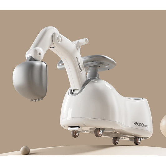 Masina 3 in 1, Flippy, 1-3 Ani, Tip Excavator/Balansoar/Masina Yo Yo, din Plastic, 4 Roti Silentioase, 71.5 x 34 x 39 cm, Alb