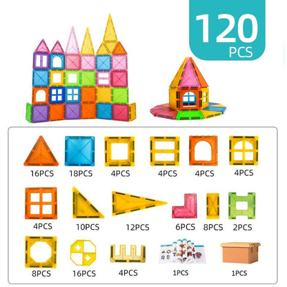Set 120 de Piese Magnetice de Constructie