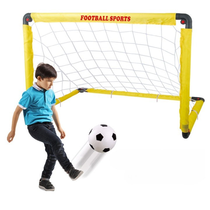 Set Poarta de Fotbal pentru Copii, Flippy, 45x60 cm, Minge, Cartonase, Pompa, Fluier, Interactiv, Distractiv, Galben